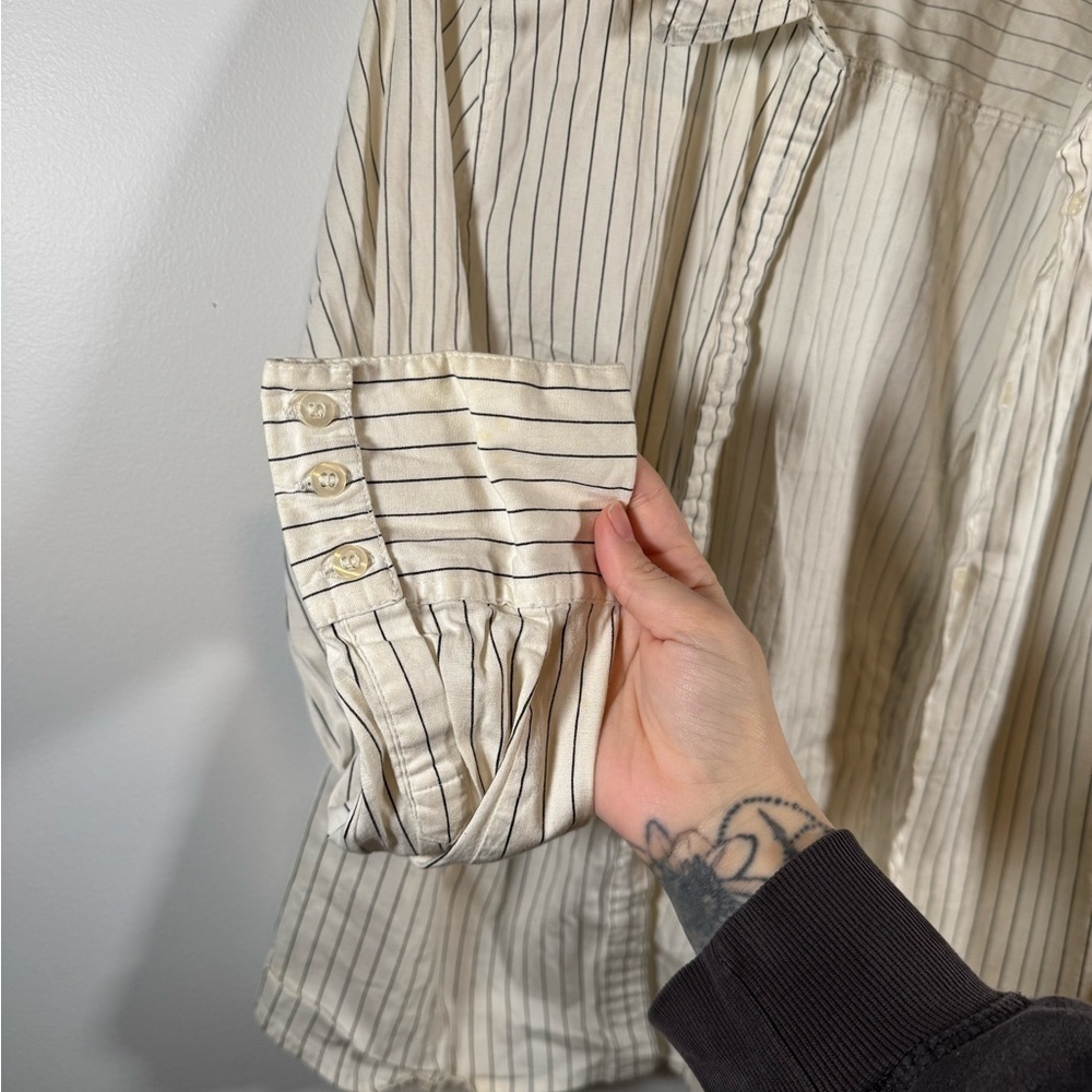 Y2K Pinstripe Button Down Office Siren Size XL - Picture 5 of 6